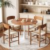 Round Tulip Dining Table for 4 People, 39.4"39.4"29.5" Melamine Laminated MDF Tabletop with Metal Pedestal Base