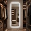 65" x 21" LED Full Length Mirror, Wall Mounted Lighted Body Mirror with Dual Frosted Light Bands, 3 Color Temperatures & Stepless Dimming