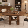 43.3"-59" Extendable Round Dining Table for 4-6, Round-to-Oval Kitchen Table with Built-In Flip-Up Extension Leaf