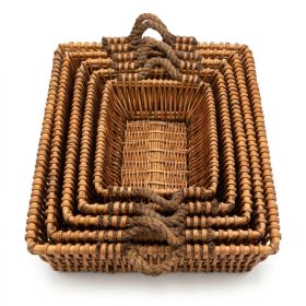 Multi-Functional Willow Baskets Set of 5 - Natural Nesting Storage Organizers for Home, Kitchen, Living Room and Bathroom