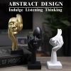 3 Pcs Thinker Statue Modern Home Resin Sculptures Collectible Figurines for Home Office Bookshelf Desktop (White)