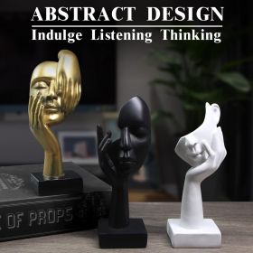 3 Pcs Thinker Statue Modern Home Resin Sculptures Collectible Figurines for Home Office Bookshelf Desktop (White)