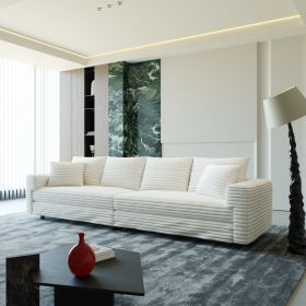 102.4 " Plush Corduroy 4-Seat Sofa,Modern Comfy Upholstered Sofa Cloud Couch,Deep Seat Couches with Soft Pillows