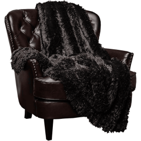 Premium Solid Faux Long Fur Throw Blanket - Soft, Fuzzy Throw Blanket - for Bed or Couch - 50" x 65' - Rose Dust