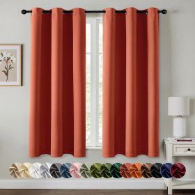 Burnt Orange Blackout Curtains for Bedroom Living Room 63 Inches Long 2 Panels
