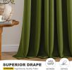 Light Olive Green Blackout Curtains for Bedroom Living Room 63 Inches Long 2 panels