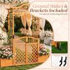 83 Inch Garden Arbor with Gate And 2 Planter Boxes Outdoor Wooden Archway for Planting And Privacy Fence