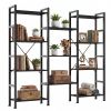 Three Columns and Four Layers Bookshelf, Wide Bookcase with 11 Open Display Shelves, Adjustable Storage Shelf for Home & Office