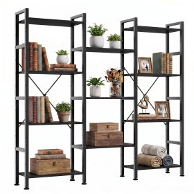 Three Columns and Four Layers Bookshelf, Wide Bookcase with 11 Open Display Shelves, Adjustable Storage Shelf for Home & Office