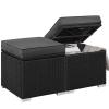 Wicker Patio Storage Ottomans with Cushions, Set of 2, B