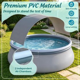 Outdoor Inflatable Pool with Sunshade Canopy for Outdoor Use