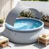 Outdoor Inflatable Pool with Sunshade Canopy for Outdoor Use
