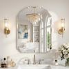 30"x40" Frameless Arched Bathroom Mirror Beveled Diamond Edge Wall Mirror Vanity Decorative Mirror