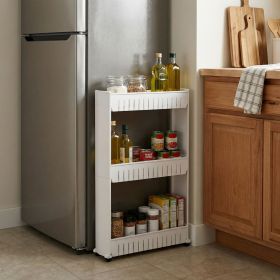 3-Tier Rolling Cart for Kitchens and Laundry Rooms (White)