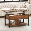 Coffee Table with Storage, Lift-Top Wooden Center Table for Home & Office, Rustic Brown