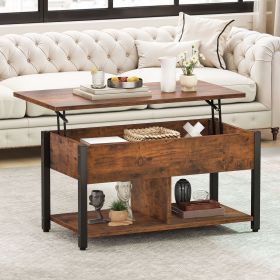 Coffee Table with Storage, Lift-Top Wooden Center Table for Home & Office, Rustic Brown