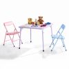 Kids Picnic Table and 2 Chairs Set, Foldable Table for Backyard, Camping and Crafts, Pastel