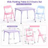 Kids Picnic Table and 2 Chairs Set, Foldable Table for Backyard, Camping and Crafts, Pastel