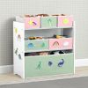 Design & Store 6 Bin Toy Storage Organizer with Interchangeable Patches, Green/Pink