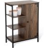 34"H x 24' W x 13"D Bathroom Cabinet with Steel Frame, 3 Shelves, Brown