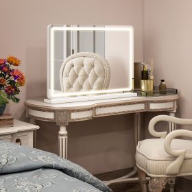 13"x17" LED Vanity Mirror with Lights, Dimmable 3-Color Modes, Touch Screen Makeup Mirror for Dressing Table, White Square Design