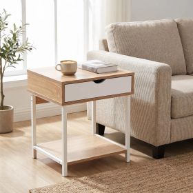 Side End Table, Nightstand, Bedside Table with Drawer and Storage Shelves, Sofa Table for Living Room, Bedroom, Accent Furniture, Easy Assembly