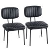 Dining Chairs Set of 2, Mid Century Modern Kitchen Chairs with Faux Leather for Kitchen, Living Room, Black