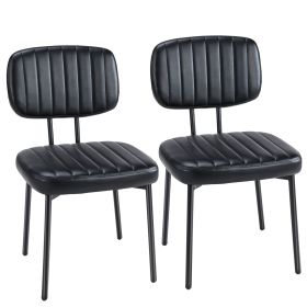 Dining Chairs Set of 2, Mid Century Modern Kitchen Chairs with Faux Leather for Kitchen, Living Room, Black