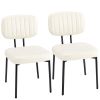 Dining Chairs Set of 2, Mid Century Modern Kitchen Chairs with Faux Leather for Kitchen, Living Room, Beige