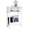 3 Tier Modern End Table with Storage Shelf, White