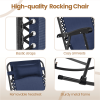 Outdoor Rocking Lounge Chair with Headrest Pillow, Navy Blue