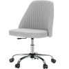 Vanity Chair, Armless Desk Chair with Wheels, Adjustable Swivel Fabric Makeup Chair, Comfortable Home Office Task Computer Chair, Gray