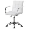 Modern Adjustable Faux Leather Swivel Office Chair with Wheels, White