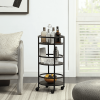 32" 3-Tier Rolling Round Kitchen Storage Bar Cart, Black