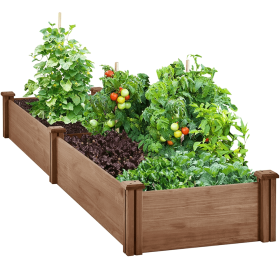 Divisible Planter Box for Home Vegetable Flower, 95″ L x 25″ W x 11″ H, Dark Brown