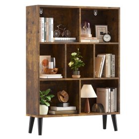 Wooden Cube Bookshelf, Open 3-Tier Bookcase with Legs, Freestanding Bookshelves Storage Organizer Shelf, for Bedroom, Living Room, Office