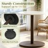 round Marble Side Table Pedestal End Table with Stone Finish Wooden Base Living Room Decorative Coffee Table