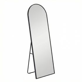 59" Full Length Mirror Floor Standing, Anti-Rust Aluminum Frame, Arch/Rectangle, Black/Gold