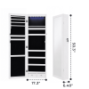 Wall/Door Mount LED Mirror Jewelry Organizers and Storage, Lockable Makeup Storage Cabinet, White