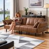 Futon Sofa Bed Leather Sleeper Sofa with Adjustable Backrest Loveseat Couch 3-in-1 Convertible Sofa Bed