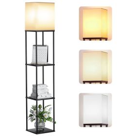 63" Floor Lamp with Shelves: Lamp for Living Room with 3 Adjustable Color Temperatures, Display Bookshelf for Home, Bedroom