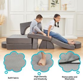 Modular Kids Play Couch, 8-Piece Convertible Sofa for Toddlers, Foldable Foam Play Set for Climbing, Crawling, Building