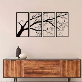 CIFbuy Modern Aluminum Dead Branch and Flying Bird Four-Piece Wall Art Minimalist Nature Theme Home Decor Holiday Gift(TikTok, temu pick-up service)