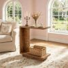 C-Shaped End Table Wood Side Table Nightstand Bedside Table  Living Room Bedroom Furniture