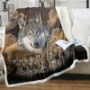 1pc Wolf Pack Throw Blanket, Wildlife Gray Wolf Print Flannel Blanket, Soft Cozy Warm Wolf Family Blanket for Couch Bed Sofa