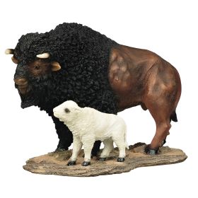 7"H Collection Standing Buffalo with Baby Figurine Home Decor Gift