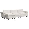 Sectional Sofa, L Shaped Couch with Deep Seat, Movable Ottoman and Pillow-top Armrests, Beige