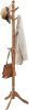 Solid Wood Coat Rack and Stand, Free Standing Hall Coat Tree with 10 Hooks for Hats,