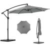 10ft Offset Hanging Outdoor Patio Umbrella with Base Stand Rotate and Tilt, 8 Ribs, UV Protection for Pool Garden Backyard Market, Gray