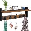 Heavy Duty Wall Mounted Coat Rack with Shelf, Industrial Metal Coat Hooks, Rustproof Entryway Organizer for Jackets, Hats, Bags, Hallway